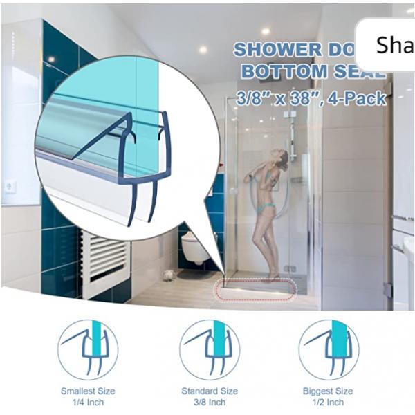 Прозрачная полоса герметизации для душевых дверей из 3/8 дюймов без рамы