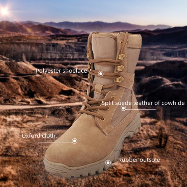 Desert Breathable Military Leather Boots PU Turn Over EVA Rubber Outsole