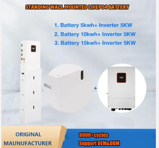 ESS Standing Wall Mounted All In One 5KW Inverter LiFePO4 Battery 48V 5kWh 10kwh 15kwh Home Solar Energy Battery
