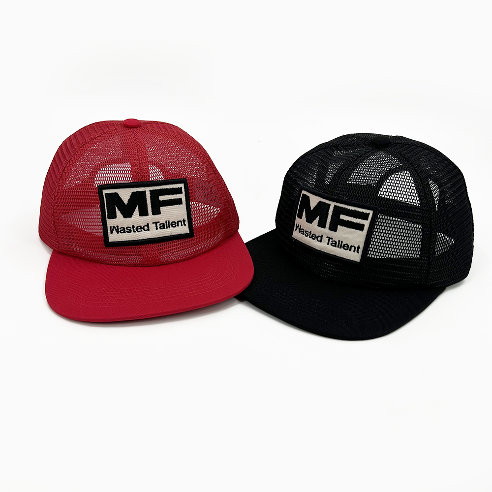 Flat Mesh Custom Embroidery Trucker Hats Brim Full Snapback Snapback Cap