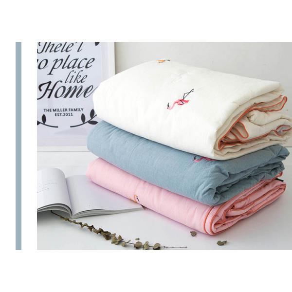 Flamingo Embroidered Full Size Quilt 3pcs Twin / Queen / King Size Machine Wash