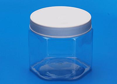 450ml popular stackable hexagon clear popular pet plastic food packaging jar with smooth lined cap