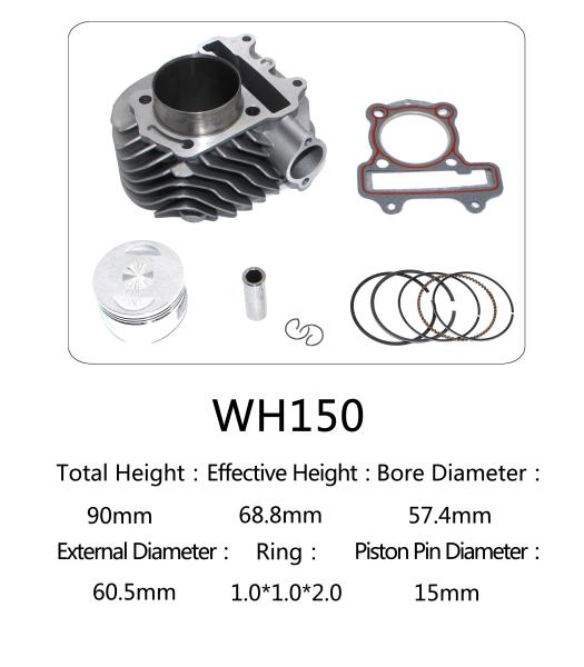 WH150 Aluminum Motorcycle Cylinder Kit With Piston , Piston Ring , Pin , Clip And Gasket