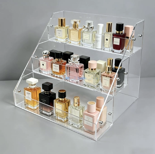 OEM ODM 3 Floors Clear Acrylic Display Stand Holder For Cosmetics Makeup