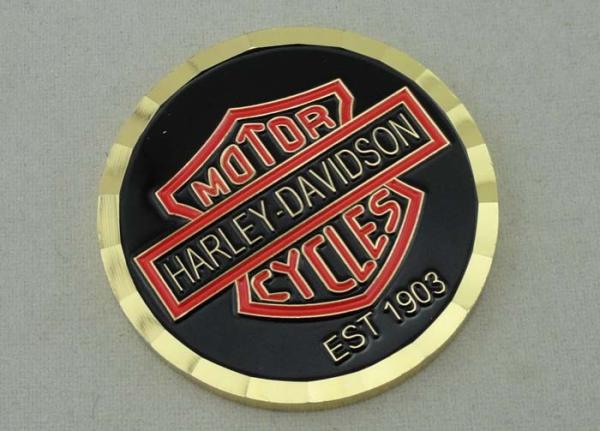 Brass Diamont Cut Personalized Coins Silkscreen / offset printing For Harley-Davidson