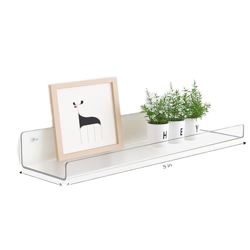 Punch-Free Acrylic Wall Shelf for Bathroom Single Tier Wall Hanging Bookshelf
