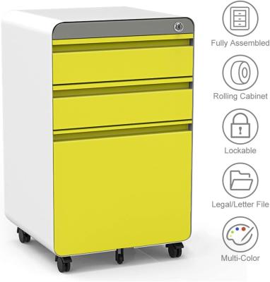 3 Drawer Movable File Cabinet Office Furniture Metal File Cabinet