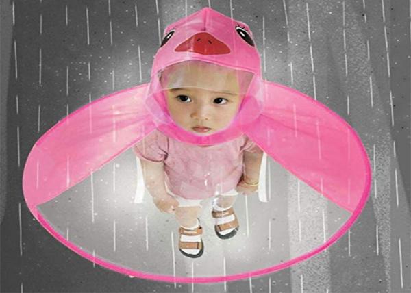 Hat Cloak Foldable Childrens Waterproof Raincoats UFO Plastic Material Customized Logo