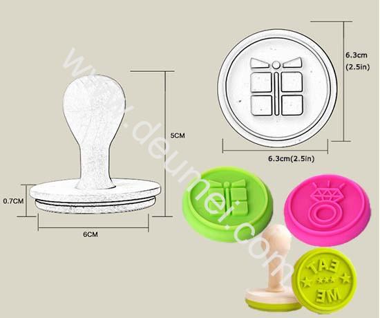 FDA Gift Box,Eat Me,Diamond Design Food Grade Silicone Cookie Stamp Set With Wooden Handle
