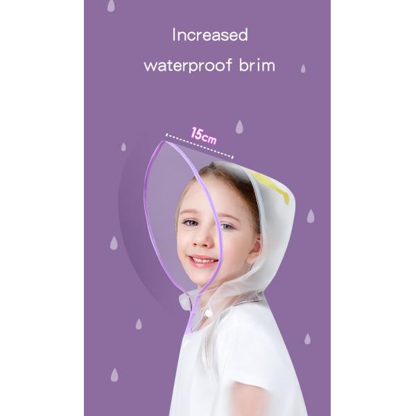 Kids Waterproof Raincoat, Children'S Raincoat Transparent Poncho, Students in school bag raincoat hooded animation