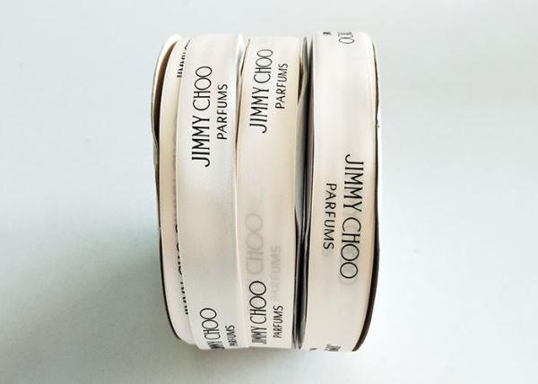 Logo Customed White Satin Ribbon Roll , Nylon Wired Satin Ribbon For Packaging