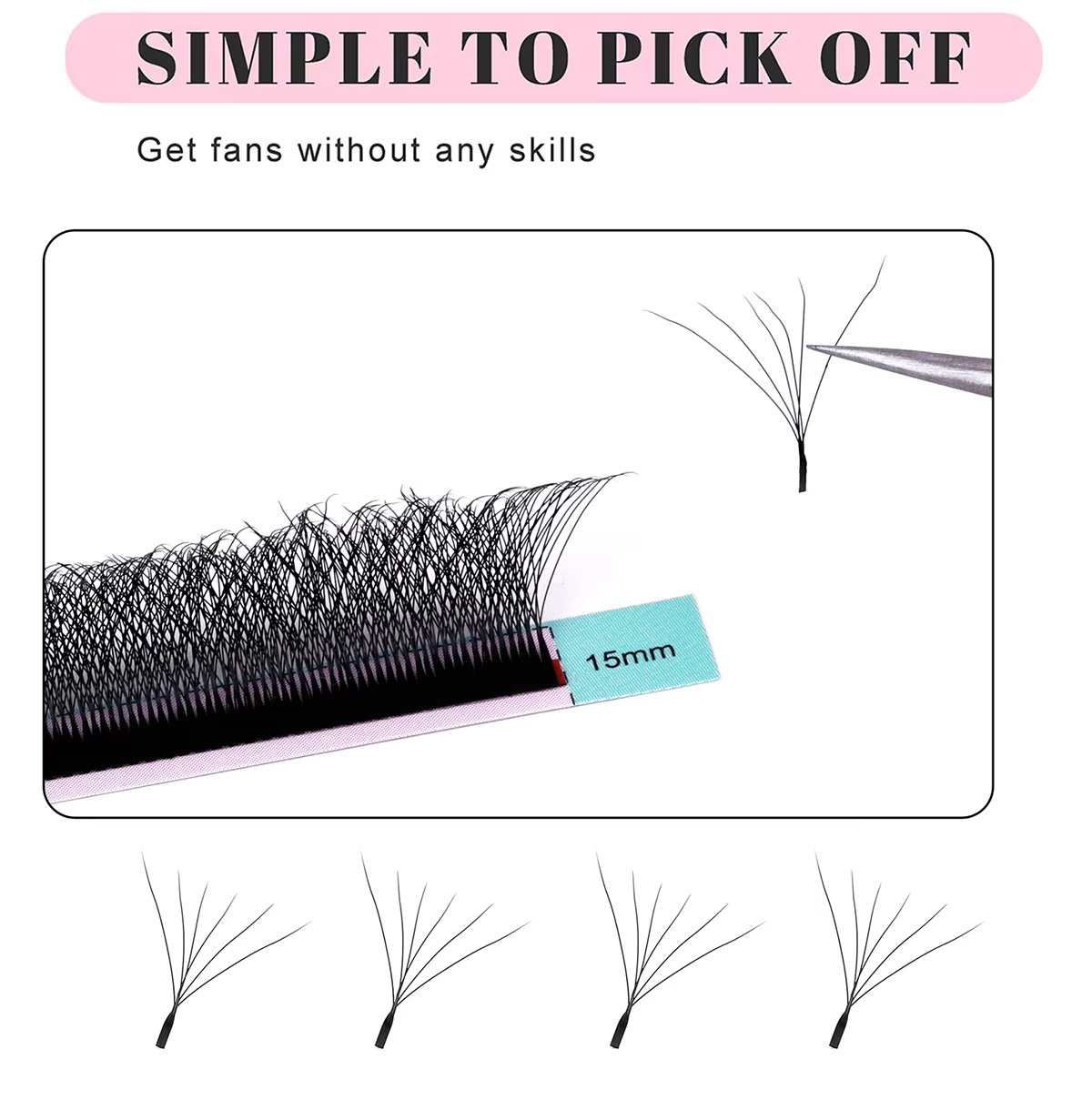 6D 8-15MM D Curl Volume Eyelashes Extension Trays Custom DIY Packaging Private Label