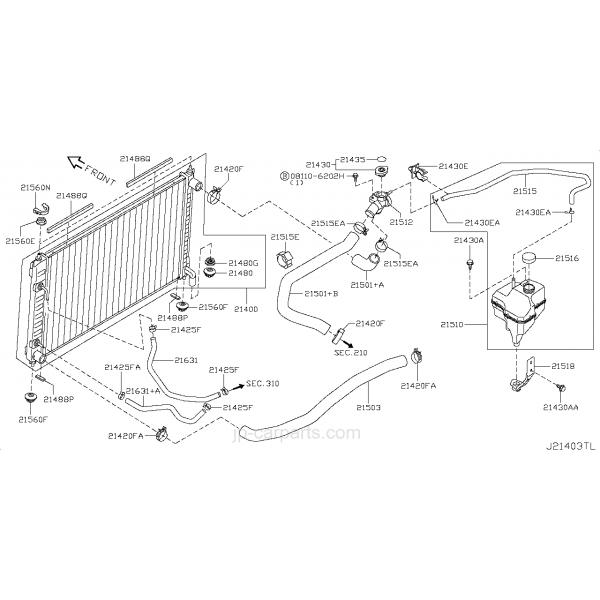 21517-JN20A Automotive Radiator Hose For Nissan J32 2009 Pipe - SUB Radiator 21517-3TS0A