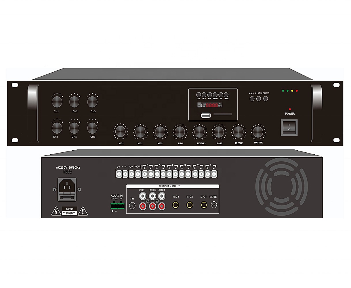 360W 6 Zones Mixing Amplifier With MP3 And Bluetooth Players