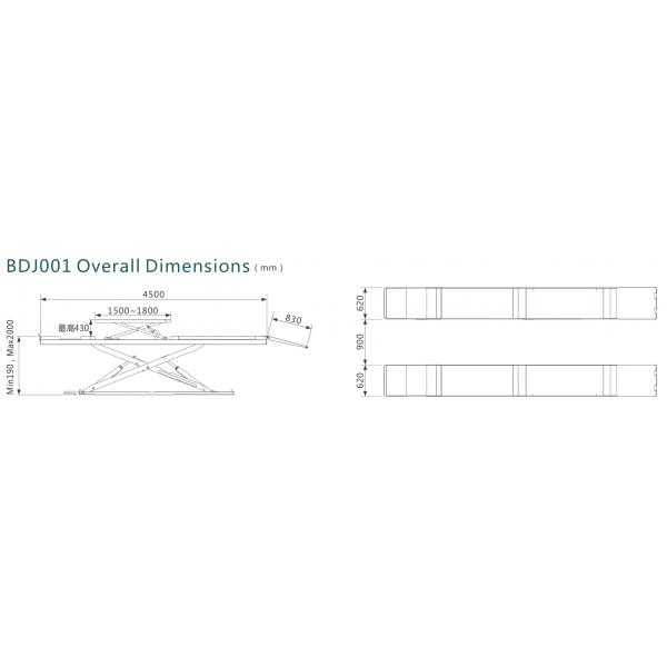 Super Thin 5T Wheel Alignment Scissor Lift 2000mm Big Scissor Lift