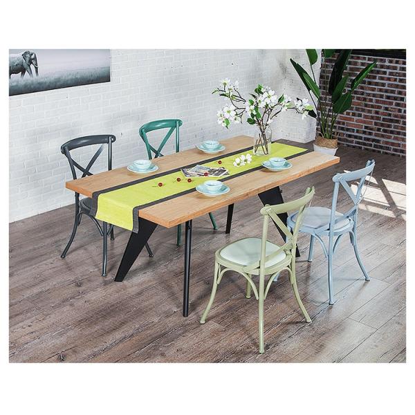 Cross Back Modern Metal Dining Chairs For Restaurant / Coffee Bar