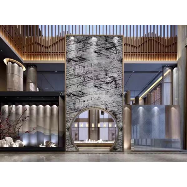 Italian Natural Stone Silver Fir Black Grey Look Marble Textured Slab for Home Wall Panel