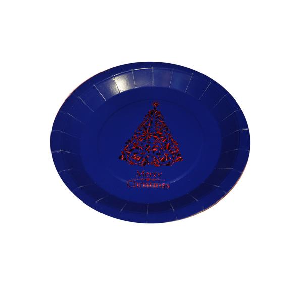 Gold Foil 7 Inch Paper Plates , Wood Pulp Holiday Paper Plates