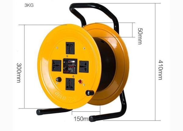 50m / 100m Industrial Cable Reel Drum Steel / Metal Hand Roll Cord Reel