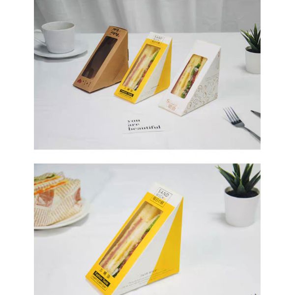 Biodegradable Burger Disposable Food Packaging Carton Triangle Sandwich Bag