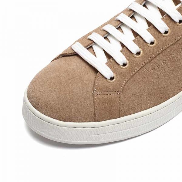 Genuine Anti Skid Euro 42size Leather Suede Sneakers Beige Cow Suede