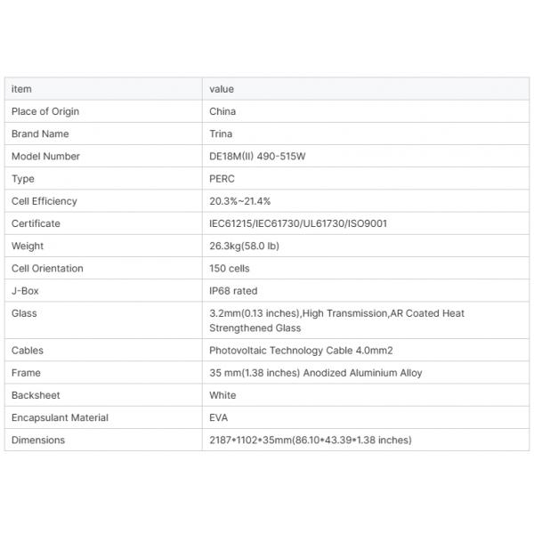 495W 500W 505W 510W 515W Photovoltaic Backsheet Mono Crystalline Solar Cell Module