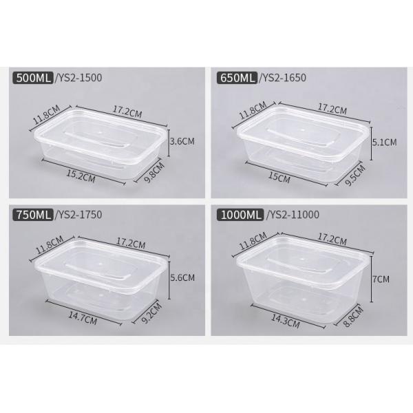 Прозрачная пластмасса принимает прочь коробке 500 650 750 1000ml, еду микроволны