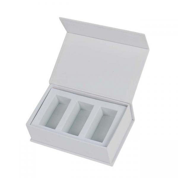 Luxury White Magnetic Rigid Cardboard Cosmetic Bottle Essential Oil Packaging Boxes With White Foam Insert
