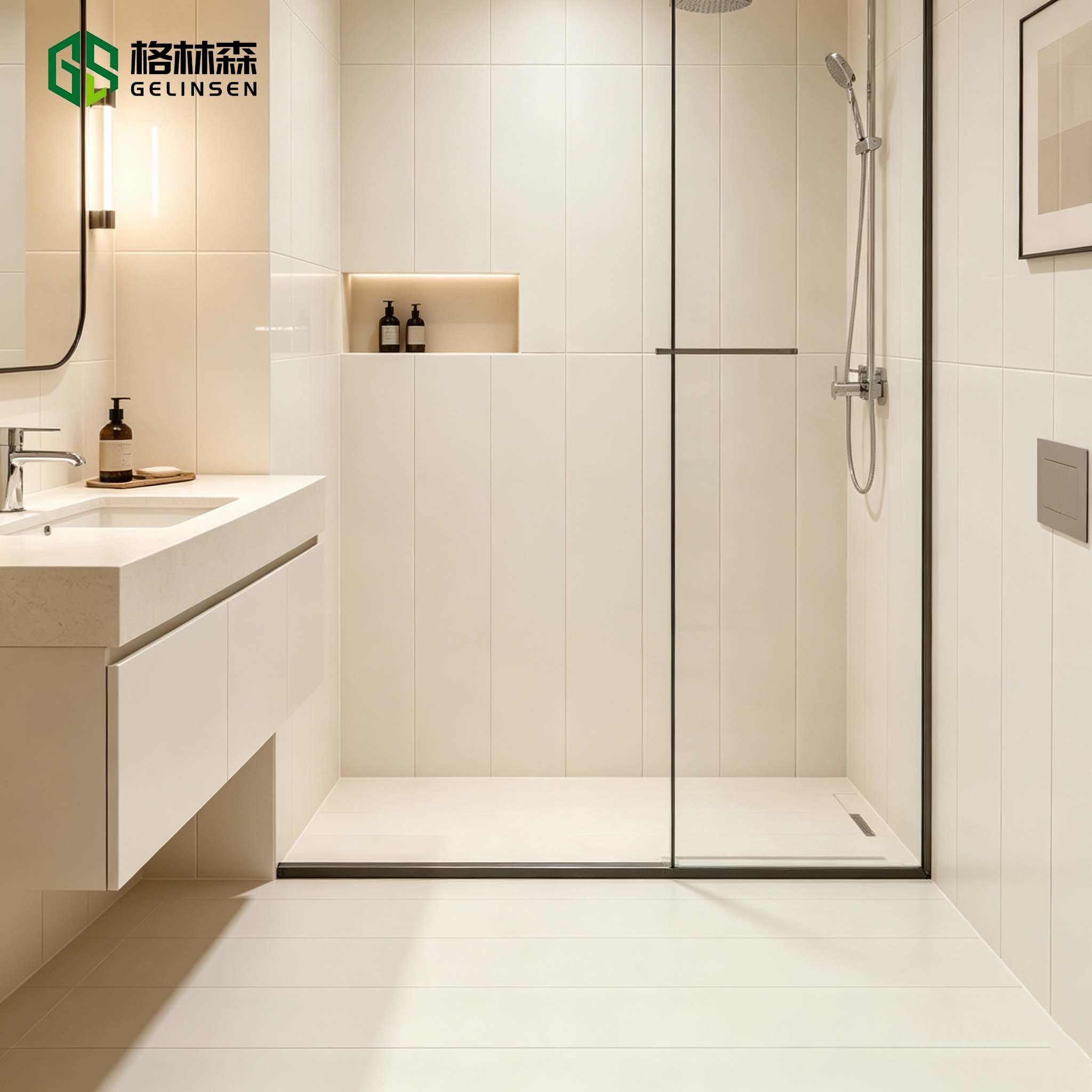 Waterproof SPC Wall Panel Seamless Click-lock System for Fast Installation on Rough Walls