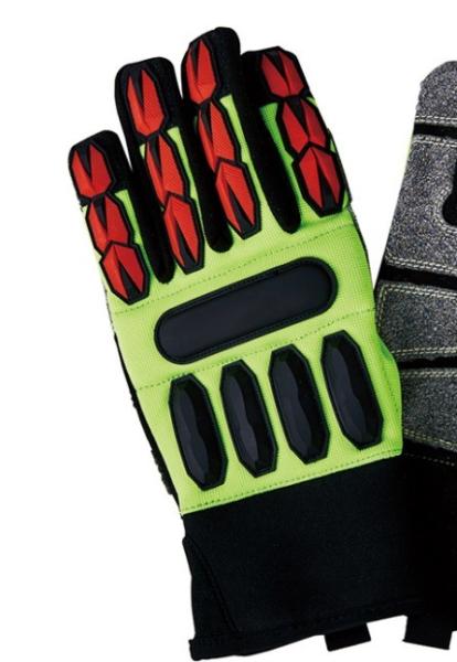 Light Duty Work Black and Blue Synthetic Leather Enforced TPR Knuckles Mechanic Gloves
