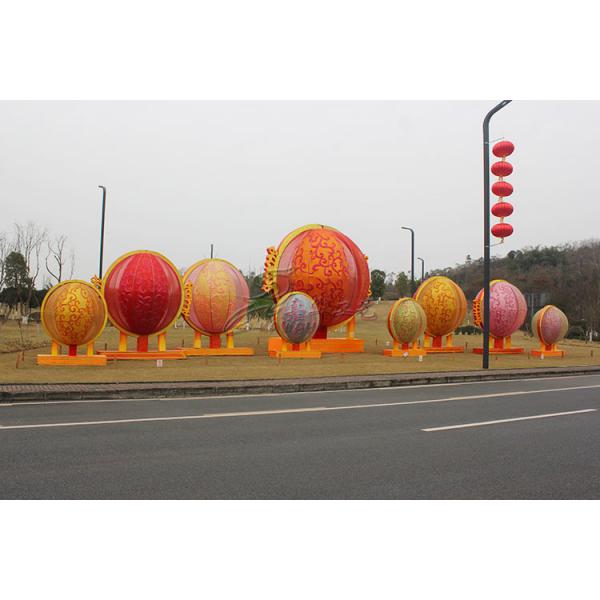 Eco Friendly Red Lantern Silk Material Hand Made Chinese Festival Lantern
