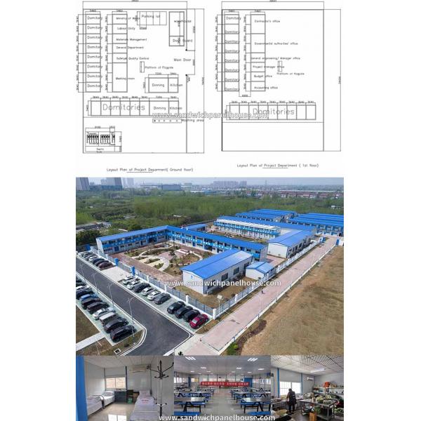 Casa pré-fabricada da casa pré-fabricada da armação de aço da colônia do trabalho com jantar salão da cozinha