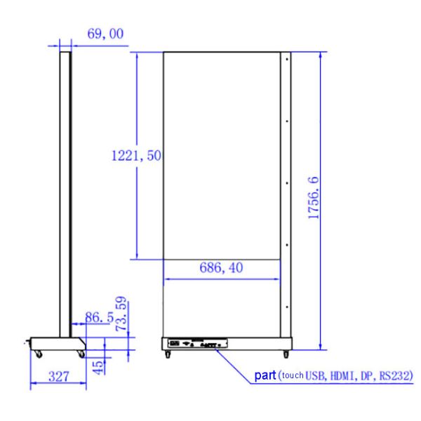 55-inch Indoor Floor-Standing Touch transparent oled display price Supports Windows and Android Systems with Built-in Memory Whole Machines OEM