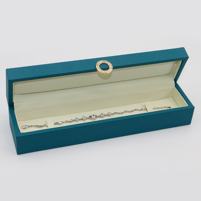 High Grade Blue Leather PU Jewellery Box Customizable Packaging Leatherette Necklace Box