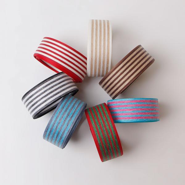Wired Burlap Ribbon Spool Roll 100% Polyester Stripe Burlap Fabric