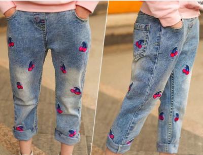 Cotton Children Jeans Custom Logo Kid Stretch Denim Pants Girls Fashion Jrt23