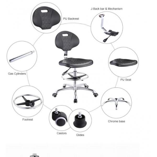 Anti Static Adjustable Lab Stool , PU Hospital Rotatable ESD Stool Chair