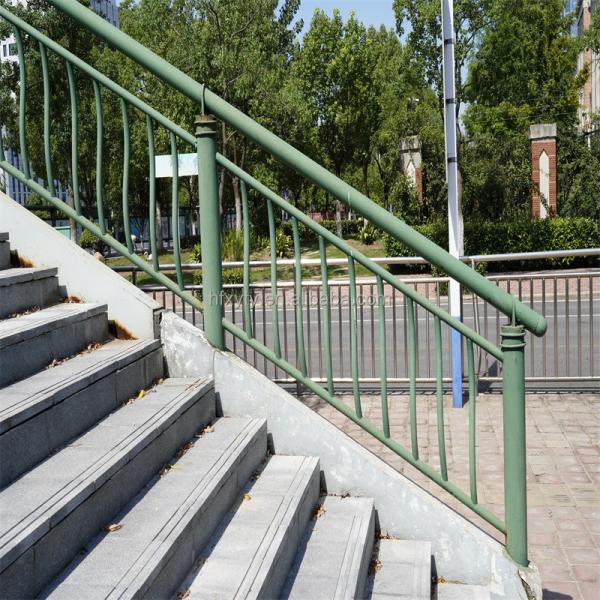Prefabricated Wrought Iron Stair Handrail Balustrade Black Metal Railing Interior