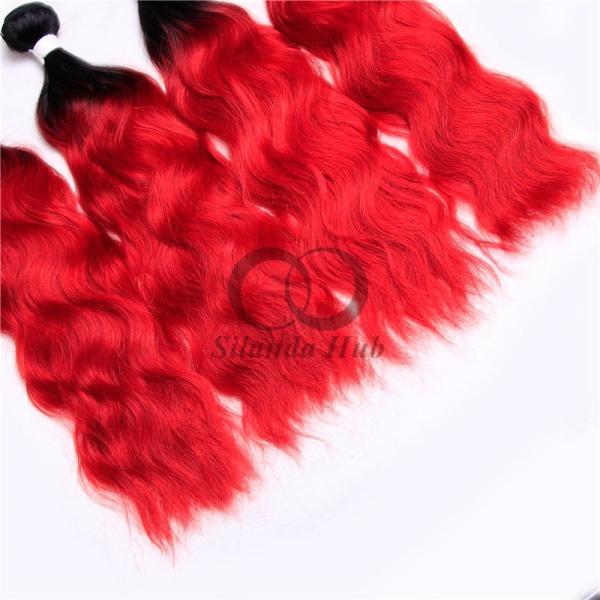 #T1B/Red Natural Wave Remy Human Hair Bundles Sew In Weave Bundles Brazilian Bundle Deals
