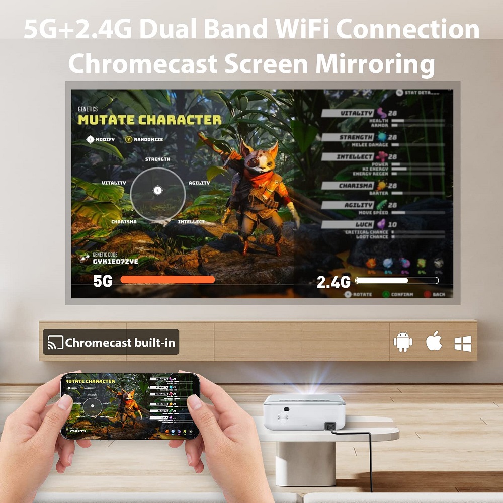 Практический умный проектор 4K 1080x1920, 15000 лумен LED мини проектор HD