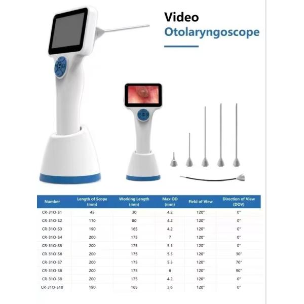 ENT Surgical Instrumnets Video Otorhinolaryngoscope with Insertion Tube 3.2 Inch Touchscreen Otoscope Video Otoscope