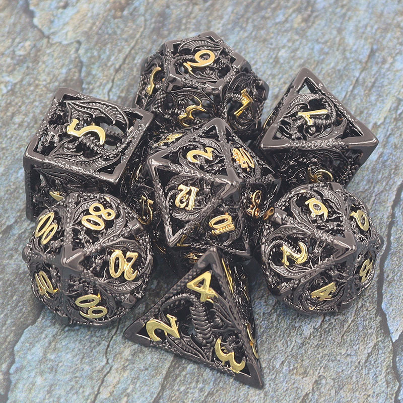 Brass Material Hollow Dice Set 16MM-20MM Size with Customized Logo for DND RPG Games