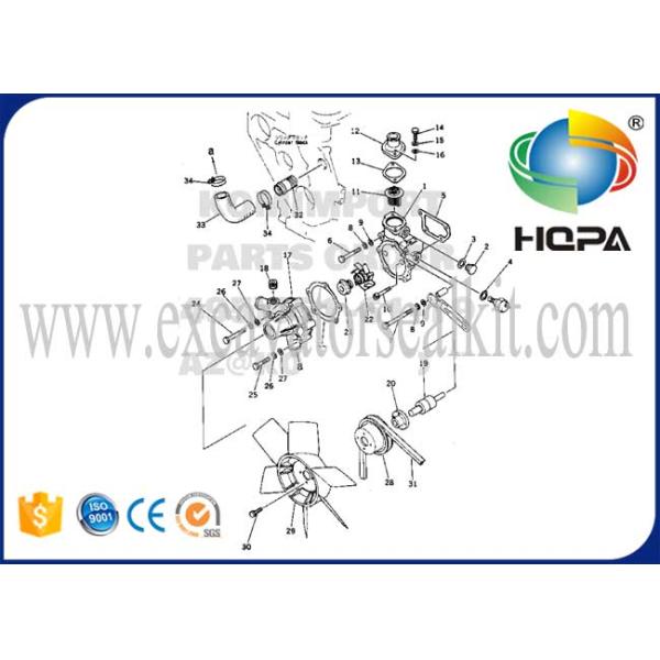 3D84 Excavator Water Pump 129001-42005 YM129327-42100 Fit Komatsu PC20 PC30 PC38 WA30