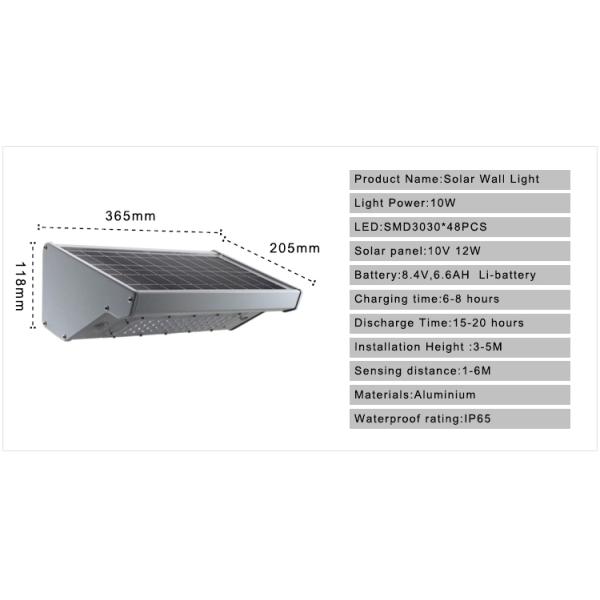 1000lm White Solar Outdoor Wall Lights 10w Aluminum Body For Garden
