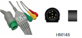 Snap Ends One Piece Kontron ECG Cable IEC Standard 3 Leadwires 12P