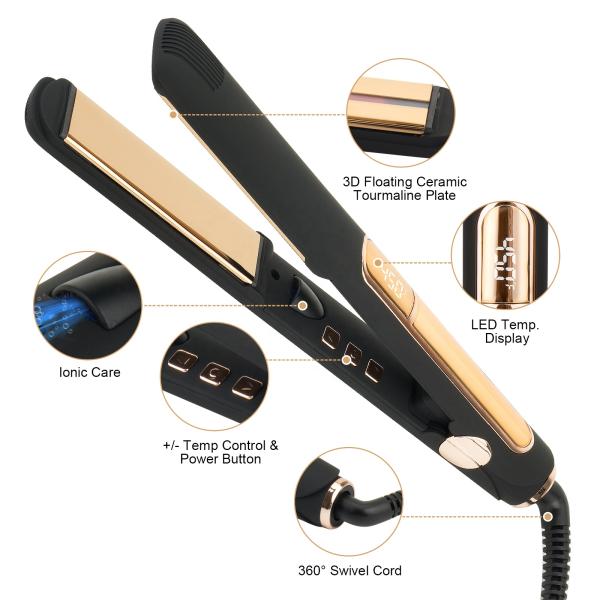 Tourmaline Ceramic 2 In 1 Flat Iron wet to dry Hair Styler Straightener