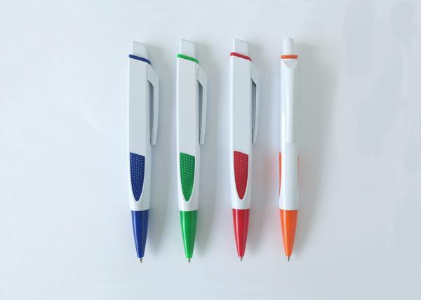 White Plastic Ball Point Pen with Rubber and logo for Promotion (P3025)