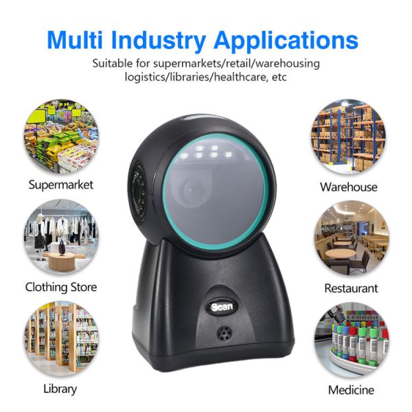 Precision Desktop Barcode Scanners Multi-Code Desktop QR Reader for Warehouse Inventory