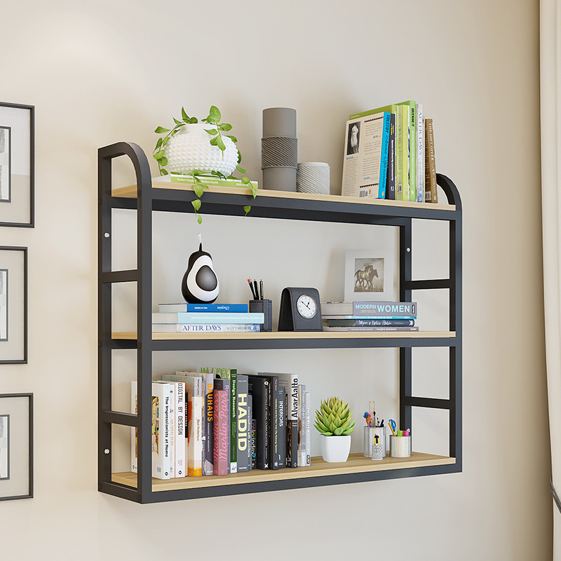 Etagere Mural Wooden Wall Hanging Shelves 3 Tiers Floating Wall Shelf for Living Room