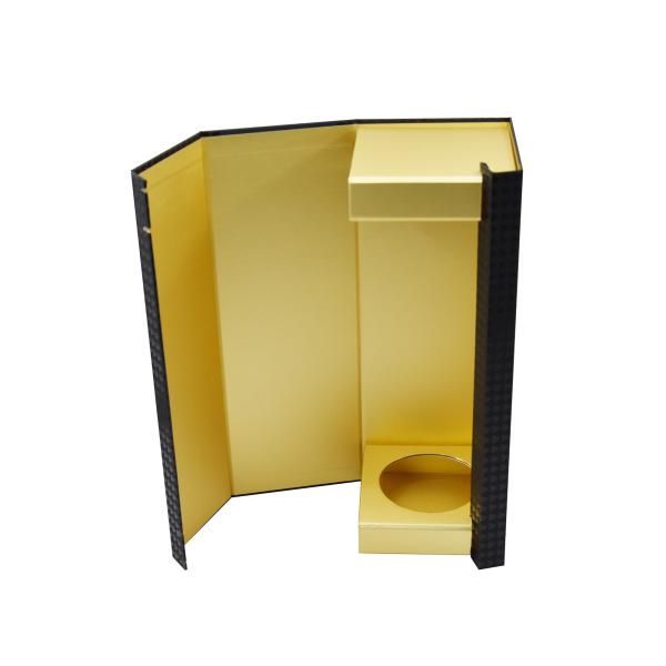 Boutique Foldable Cardboard Red Wine Gift Box Wine Bottle And Glass Gift Box Brown Color